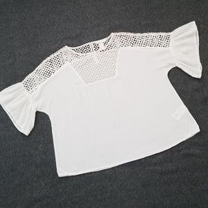 EUC H&M White Short Sleeve Top Size 6